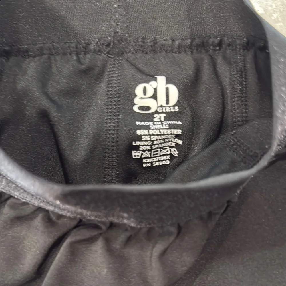GB Girls Black and Leopard Active Skort Shorts and Leggings Set LIKE NEW